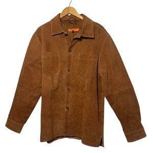 Vintage 90s Sette Ponti Brown Genuine Leather Jacket Size Large Western Shacket